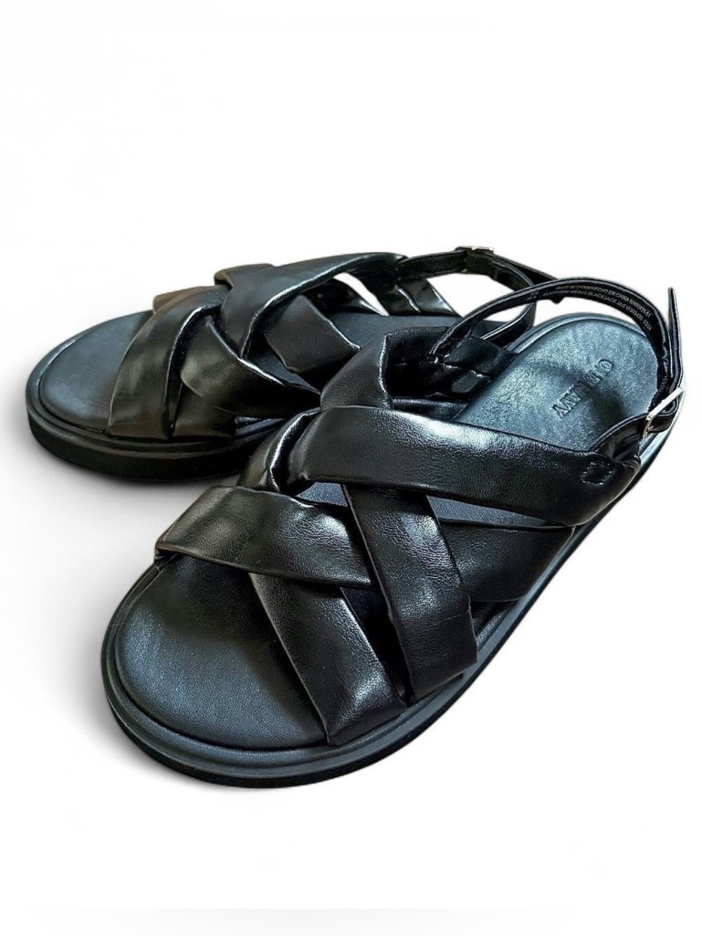 Old Navy Black Woven Chunky Sandals Size 8.5 New Without Tags